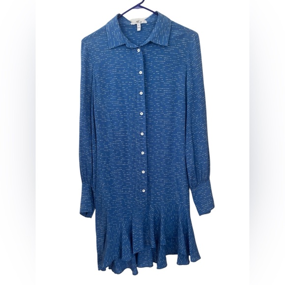 Derek Lam 10 Crosby Women's Asymmetric Shirt Silk Blue White Shirt Dress Size 8 - Picture 3 of 6